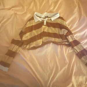 Striped Cropped Long Sleeve Shirt